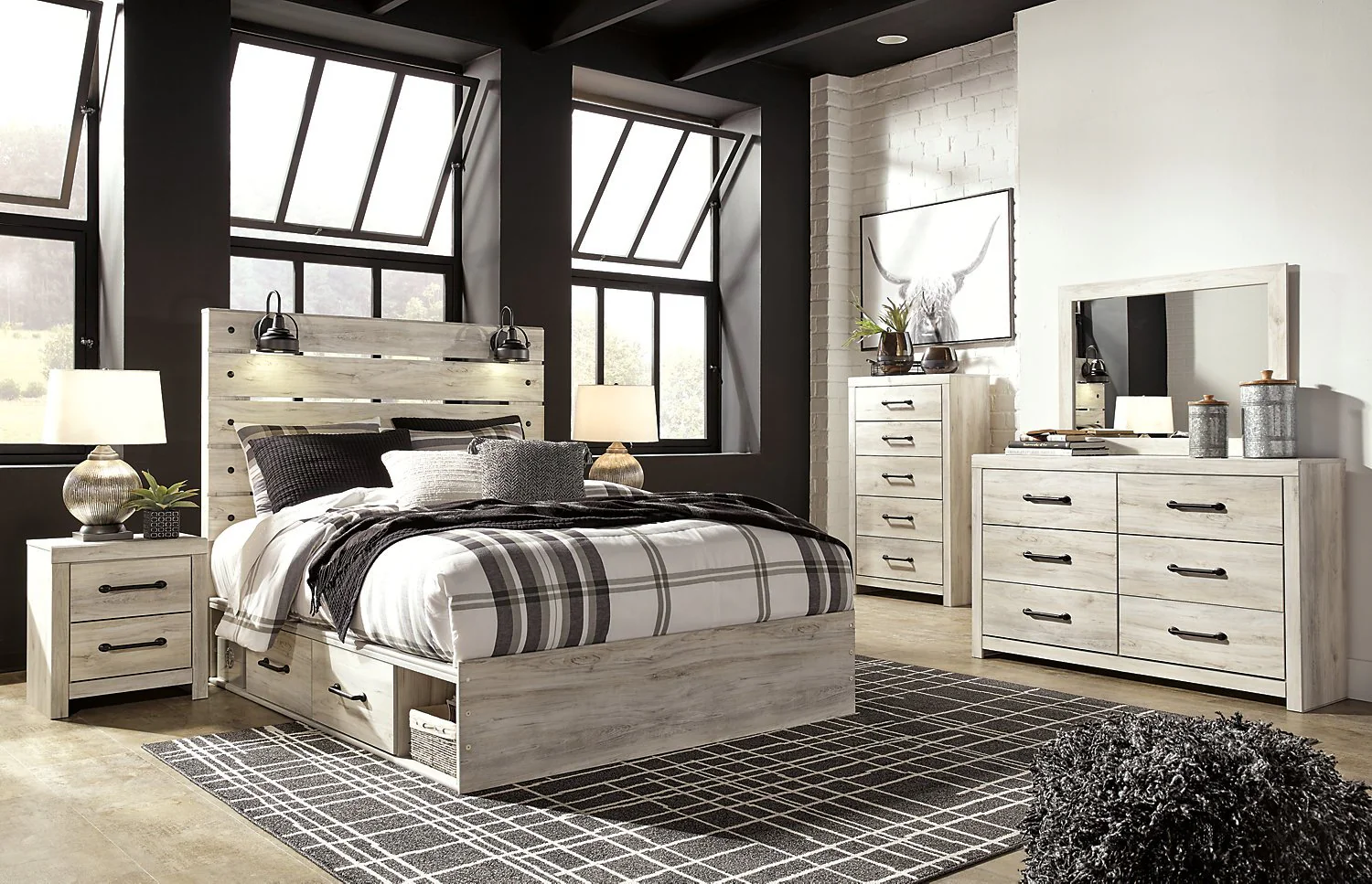Naylon 6-Piece Queen Bedroom Set with Side Storage - White - Image 3