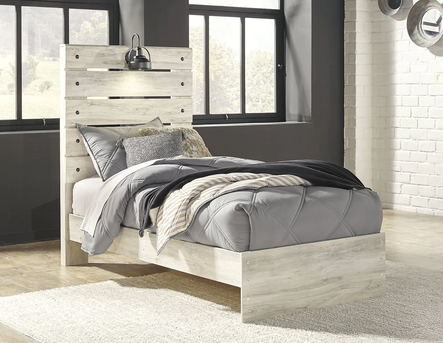 Naylon Twin Panel Bed - White - Image 3