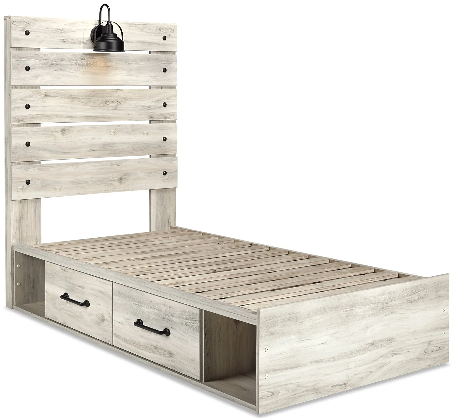 Naylon Twin Side Storage Bed - White - Image 2
