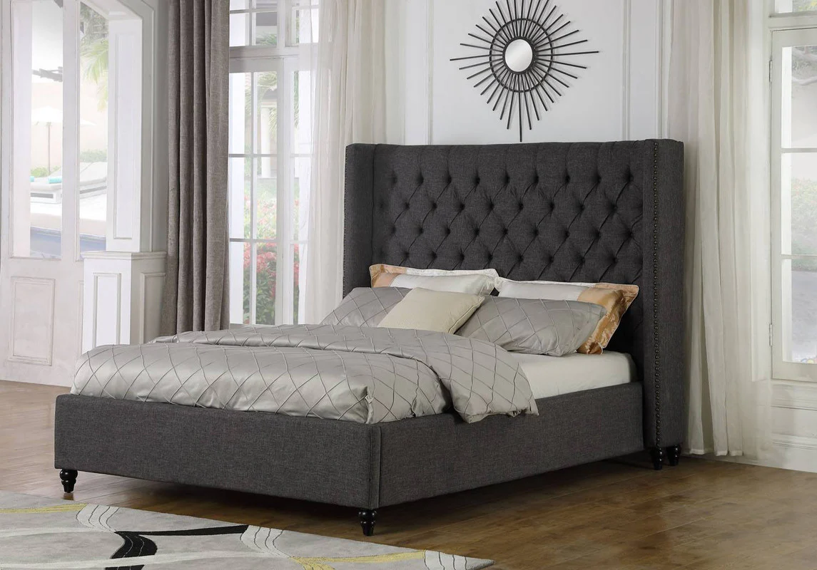 Niteroi Button Tufted King Platform Bed - Grey - Image 2