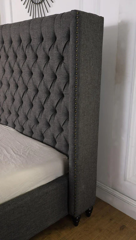 Niteroi Button Tufted King Platform Bed - Grey - Image 3