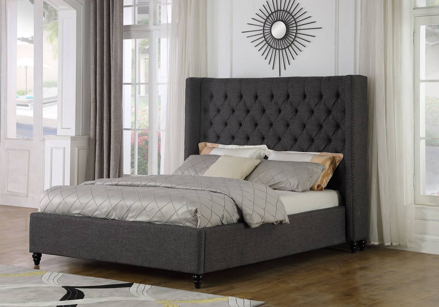 Niteroi Button Tufted Queen Platform Bed - Grey - Image 2