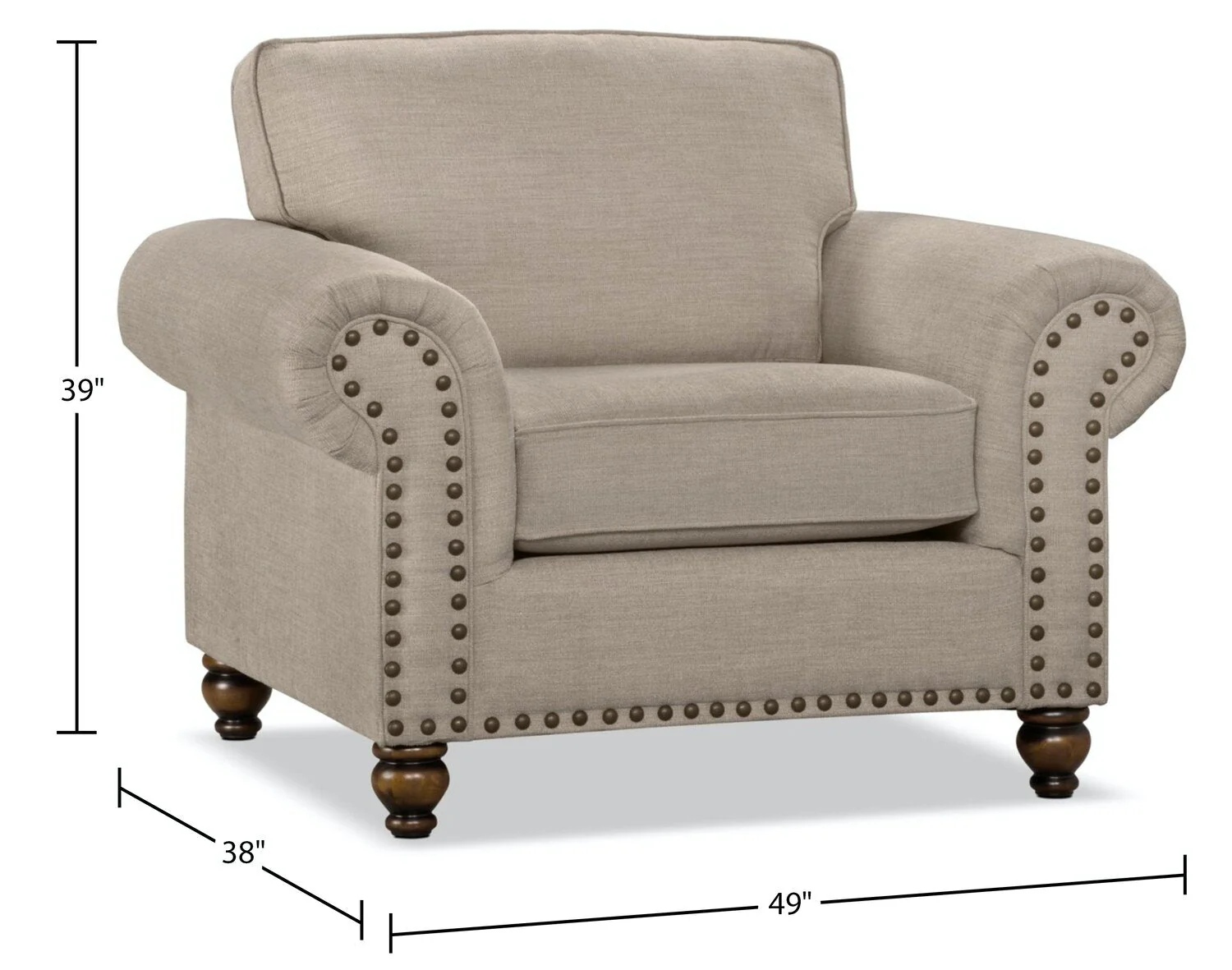 Norden Chenille Chair - Beige - Image 3