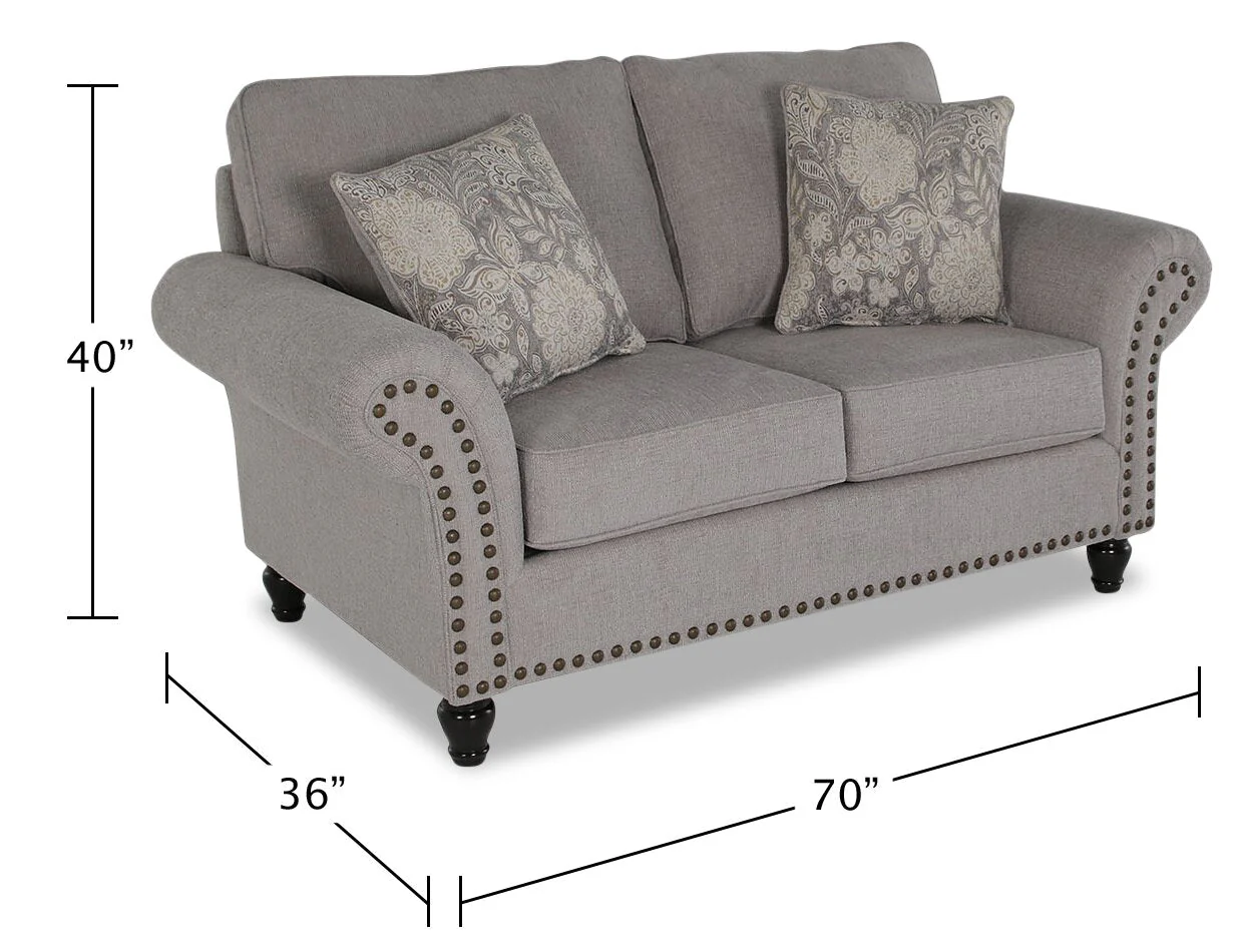 Norden Chenille Loveseat - Grey - Image 5