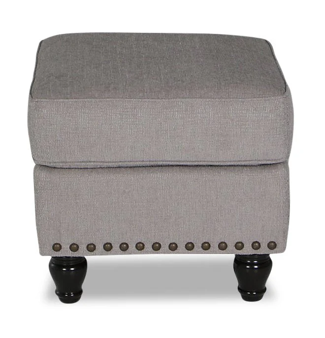 Norden Chenille Ottoman - Grey - Image 2