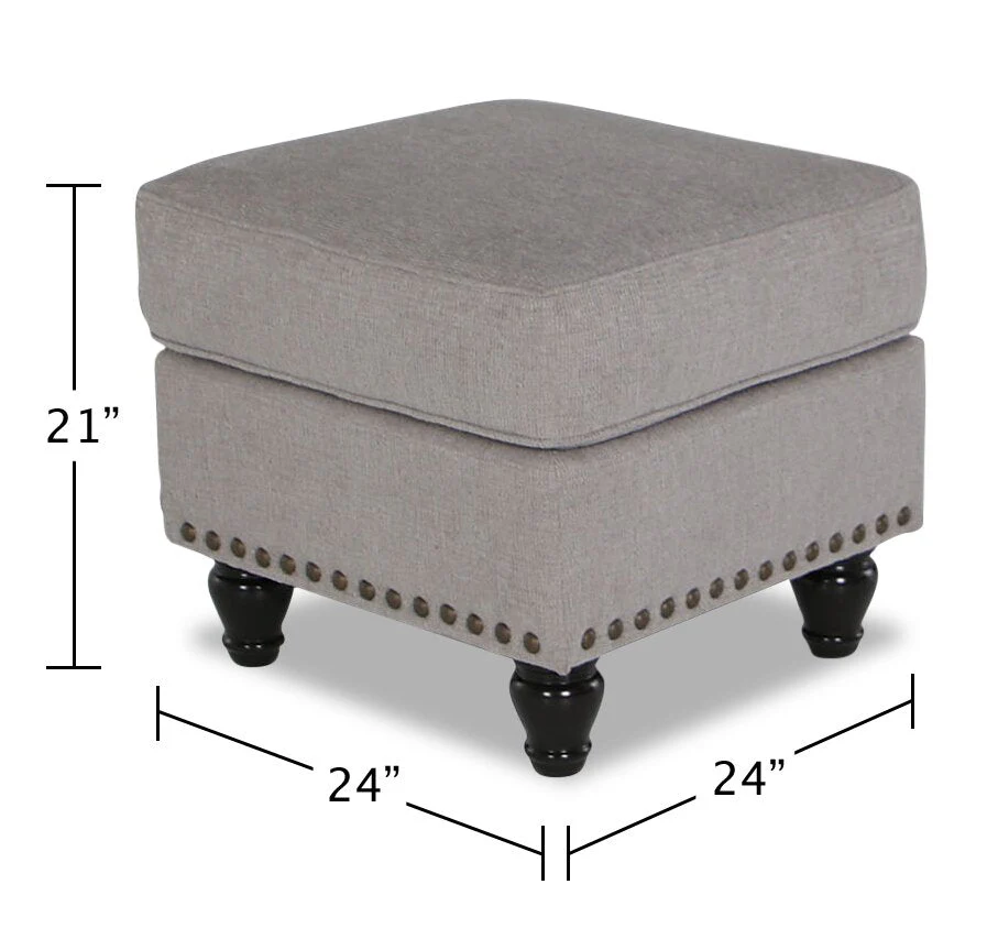 Norden Chenille Ottoman - Grey - Image 3