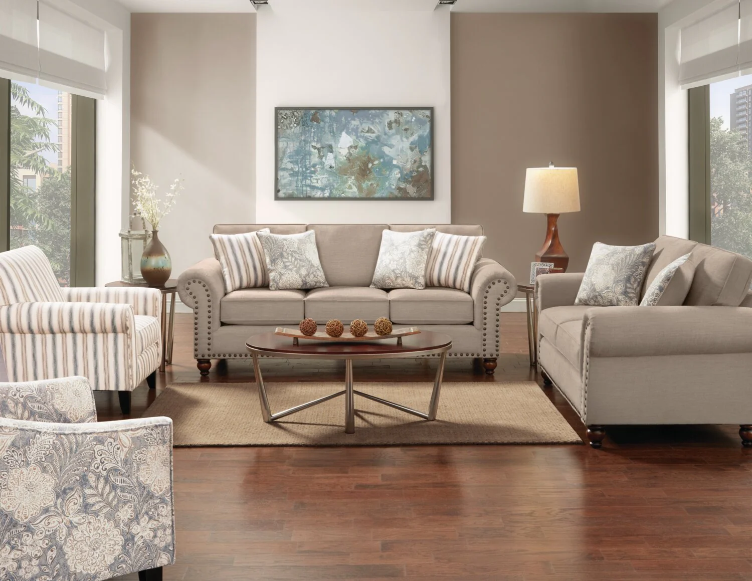 Norden Linen-Look Fabric Accent Chair - Floral - Image 4