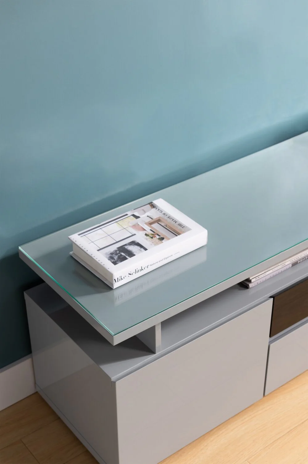 Odele 68" TV Stand - Grey - Image 6