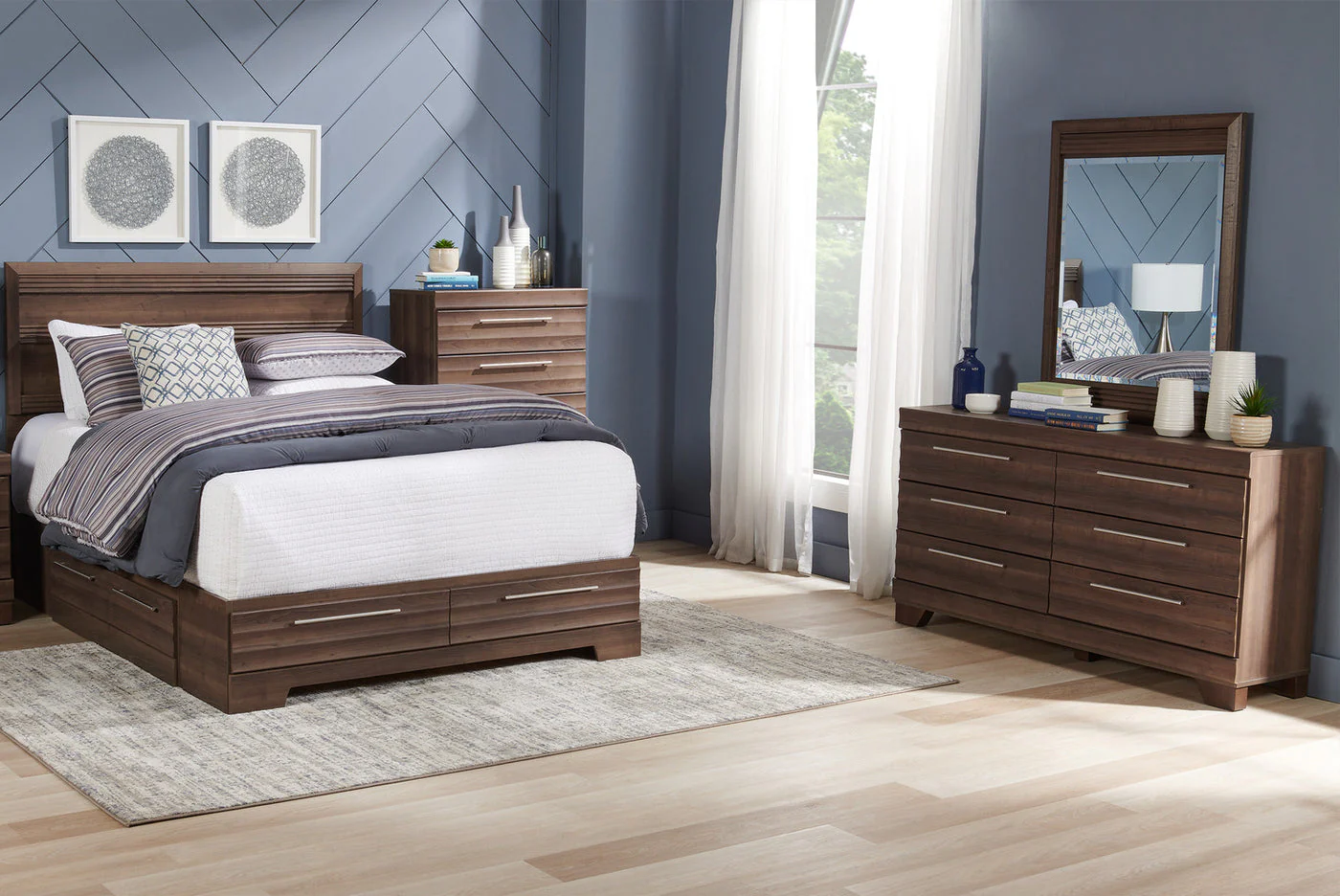 Odense 5-Piece Full Storage Bedroom Set - Grey - Image 4
