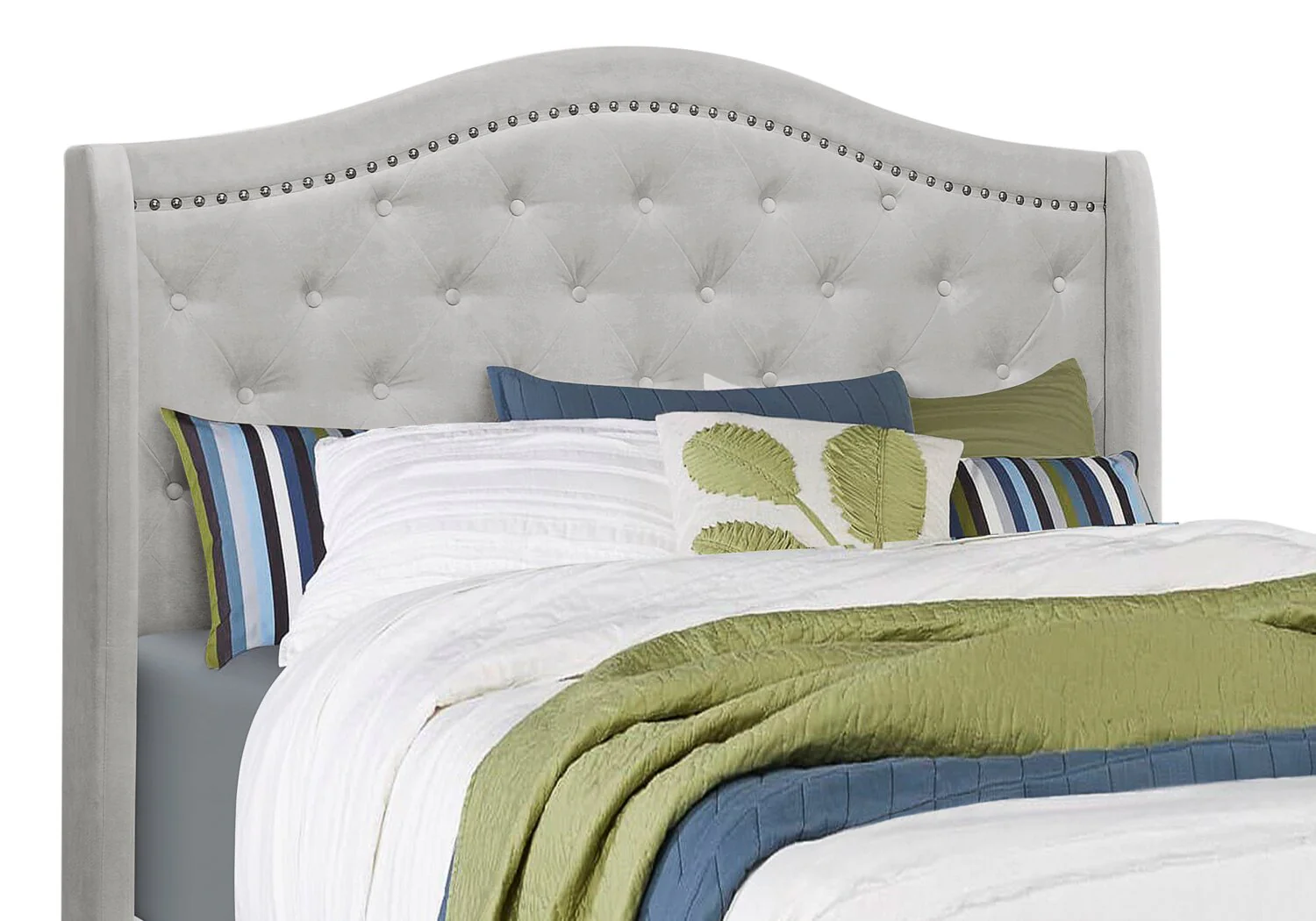 Orin Velvet Queen Bed - Grey - Image 5