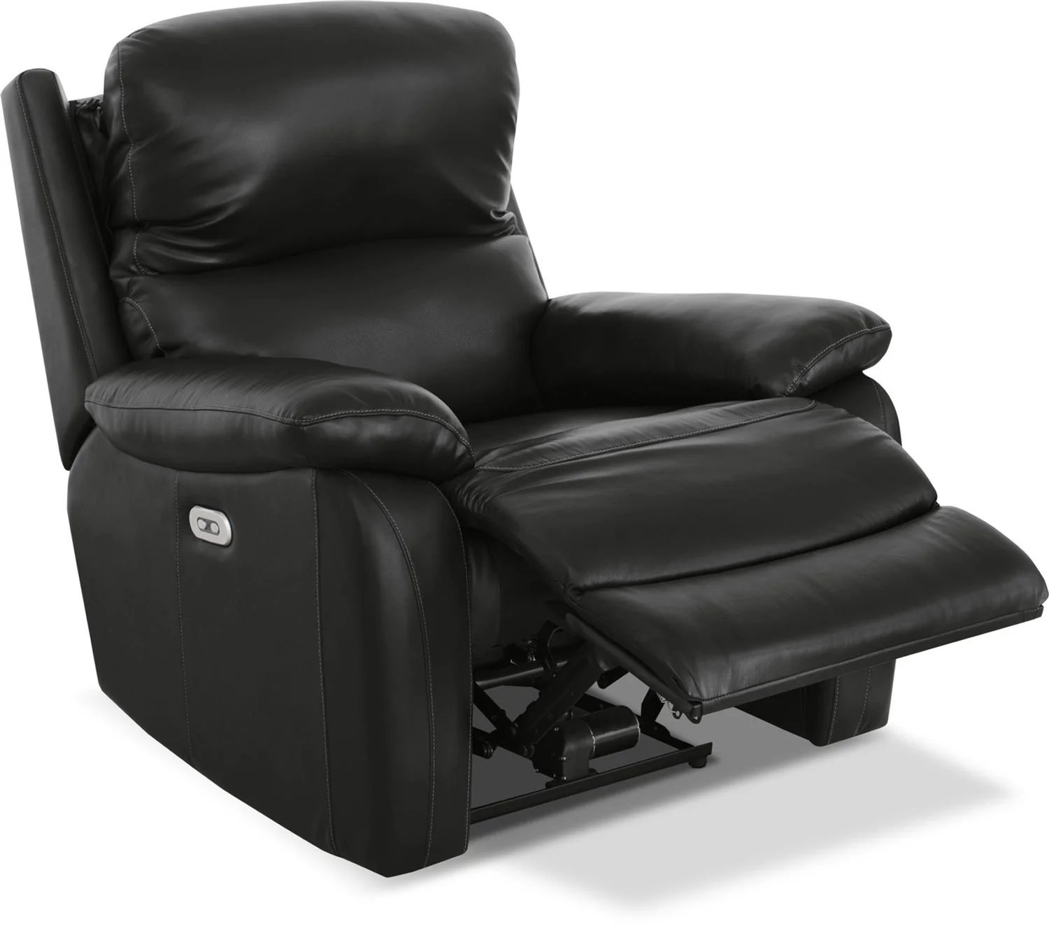Orozco Genuine Leather Power Reclining Chair with Adjustable Headrest - Black - Image 3