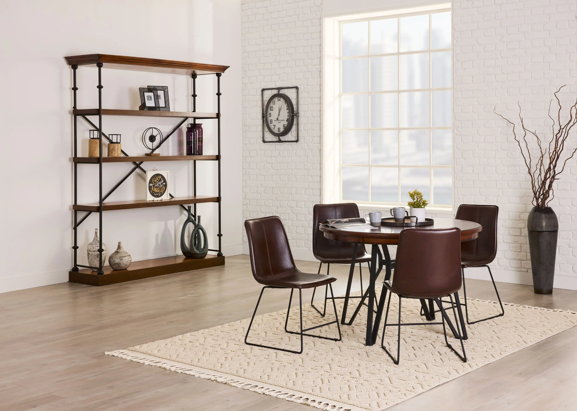Panden 5-Piece Dinette Set - Brown Cherry/Brown - Image 2
