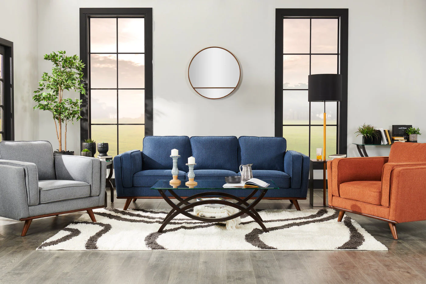 Patrice Linen-Look Sofa - Blue - Image 16