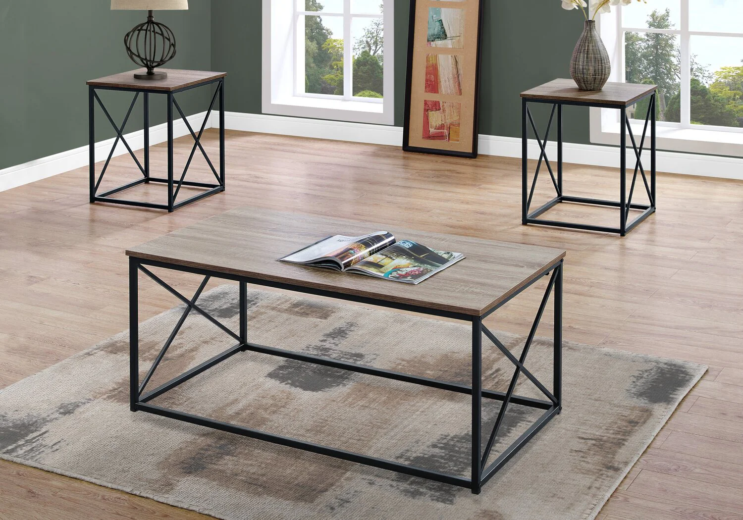 Piercey 3-Piece Coffee and Two End Tables Package - Dark Taupe - Image 3