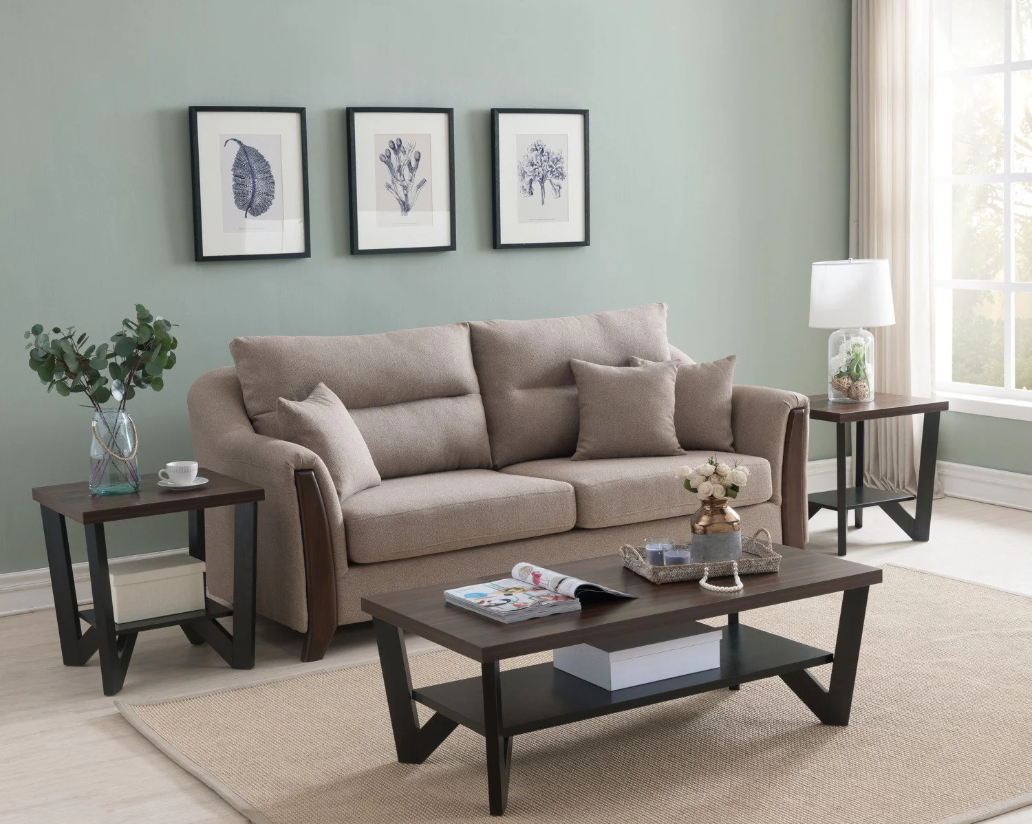Portroe 3-Piece Coffee and Two End Tables Package - Black - Image 6