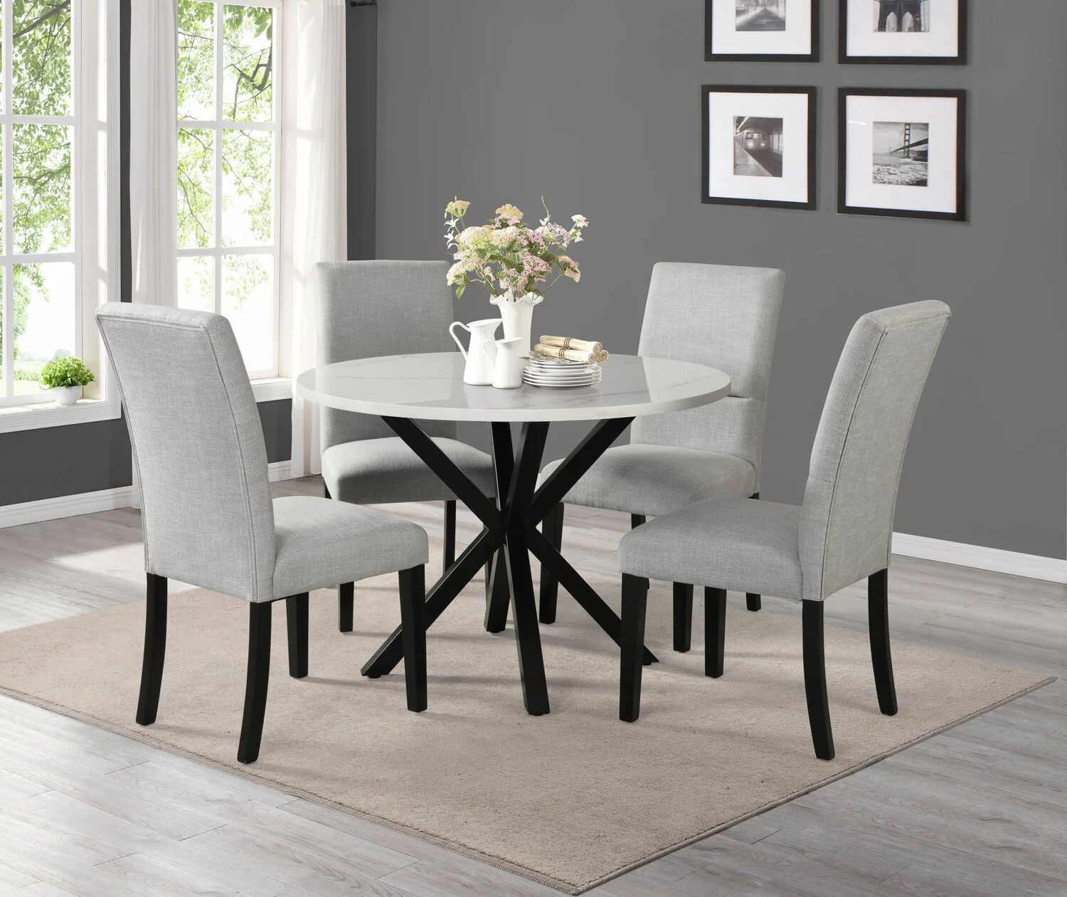 Quinlan 5-Piece Dining Set with Round Dining Table - Image 3