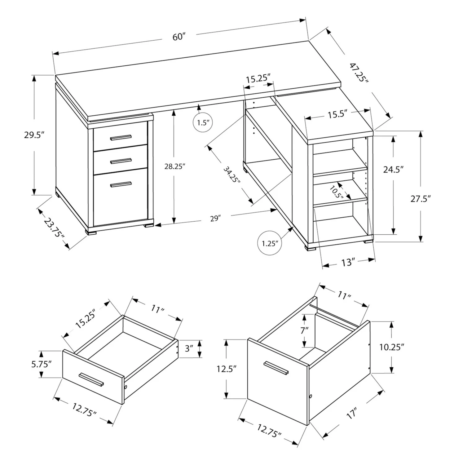 Randall L-Shaped Corner Desk - White - Image 4