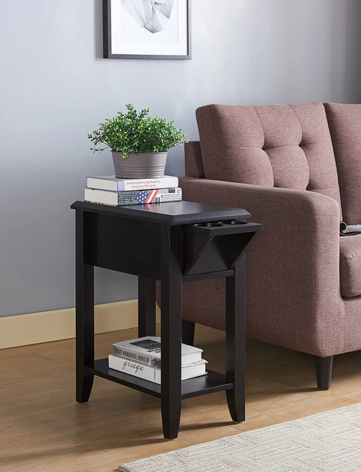 Revel Charside Table with Drawer - Brown - Image 6
