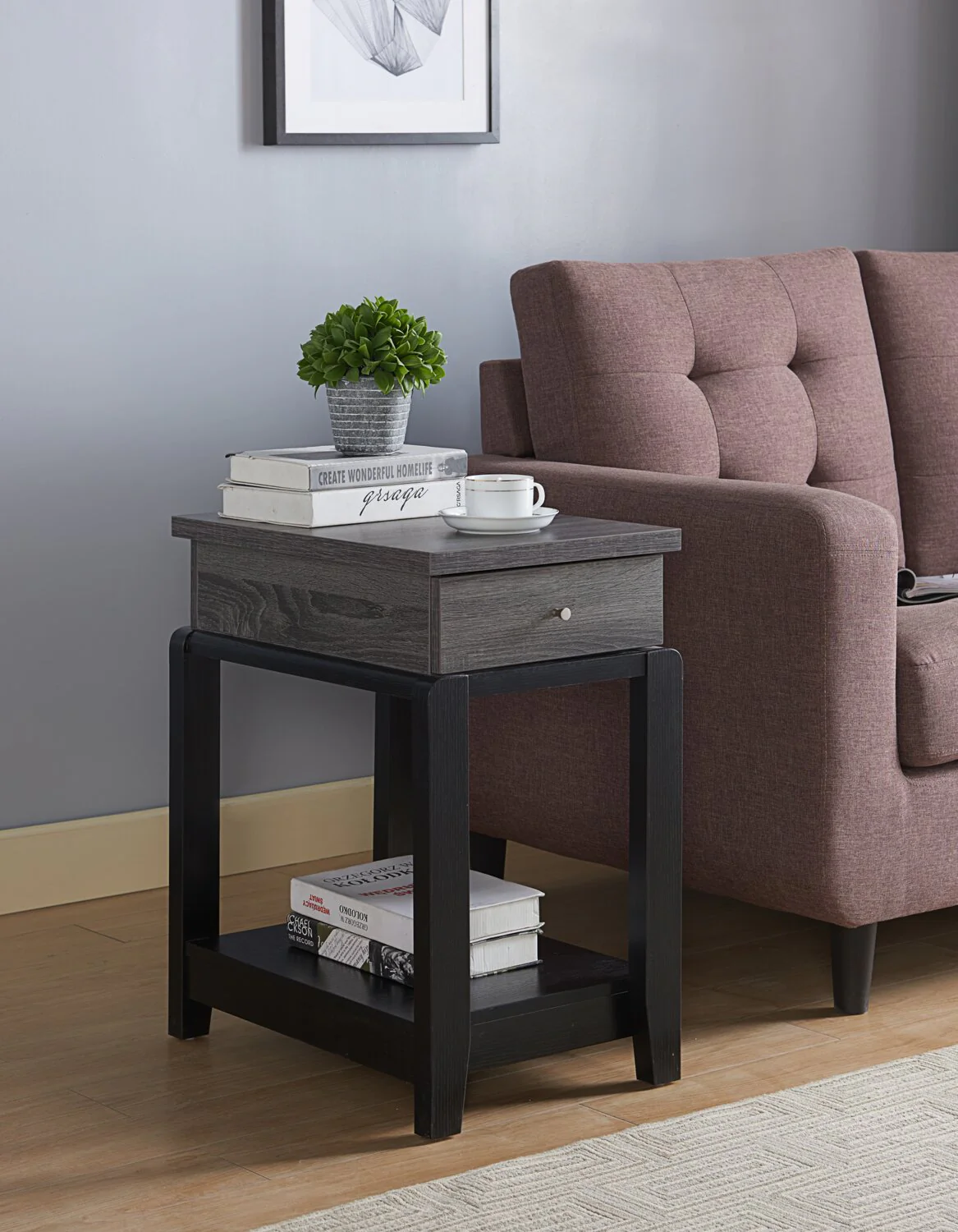 Revel Chairside Table - Grey - Image 3