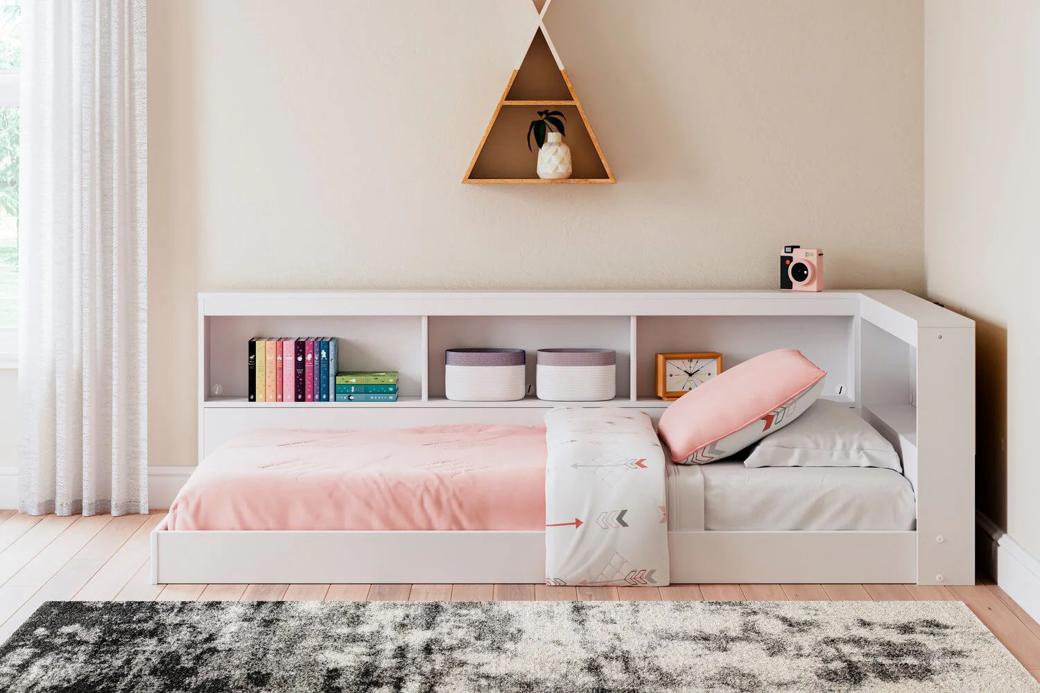 Ridge Twin Bookcase Bed - White - Image 9