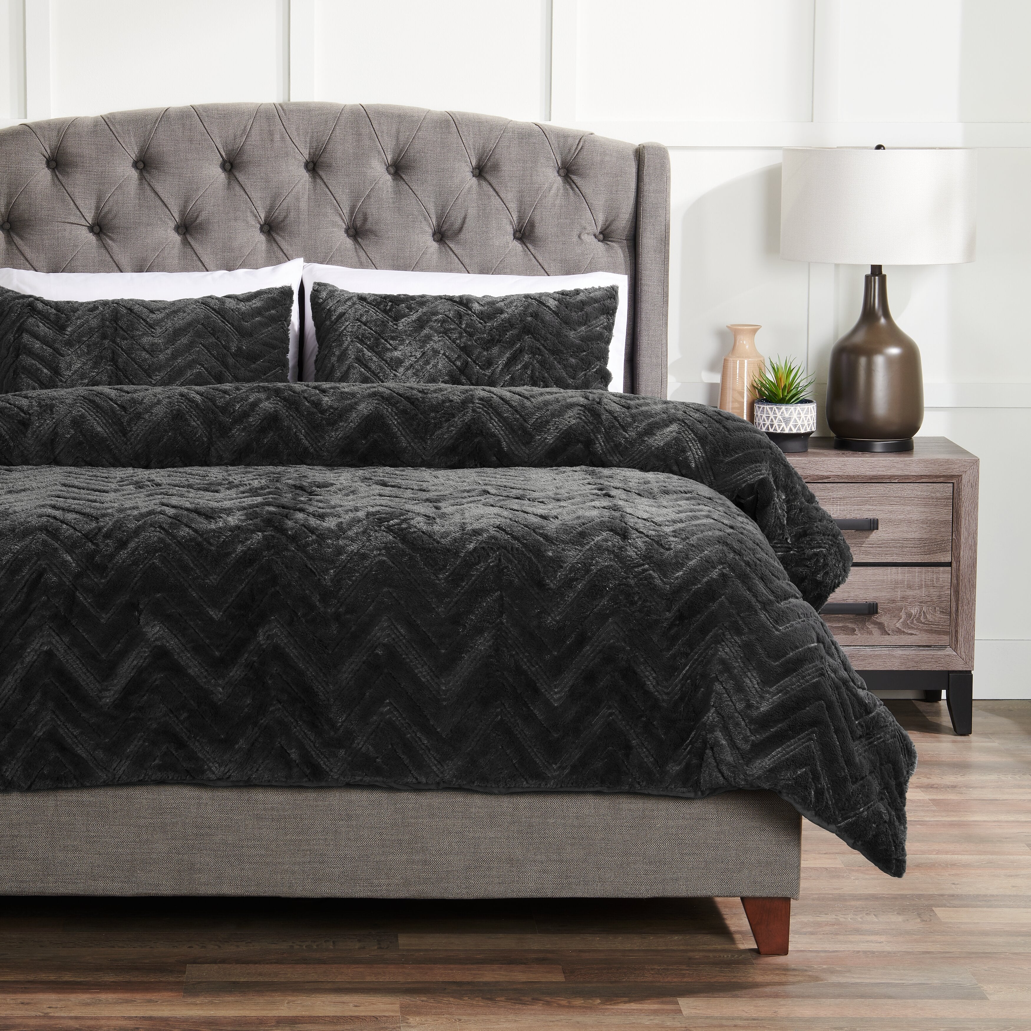 Roman 3-Piece Full/Queen Comforter Set - Charcoal - Image 2