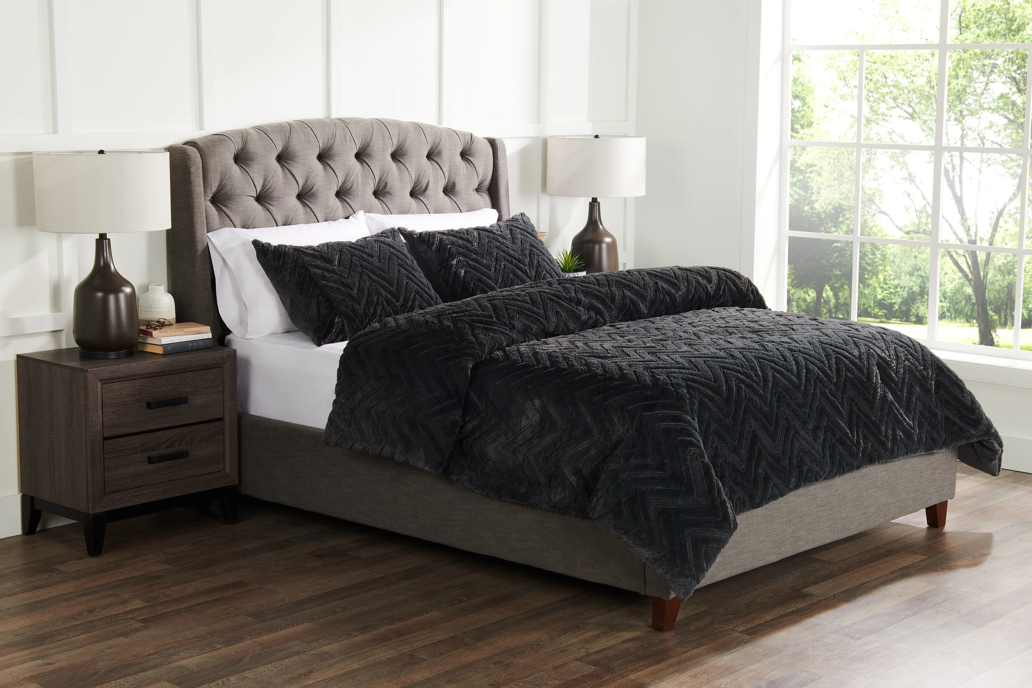 Roman 3-Piece Full/Queen Comforter Set - Charcoal - Image 4
