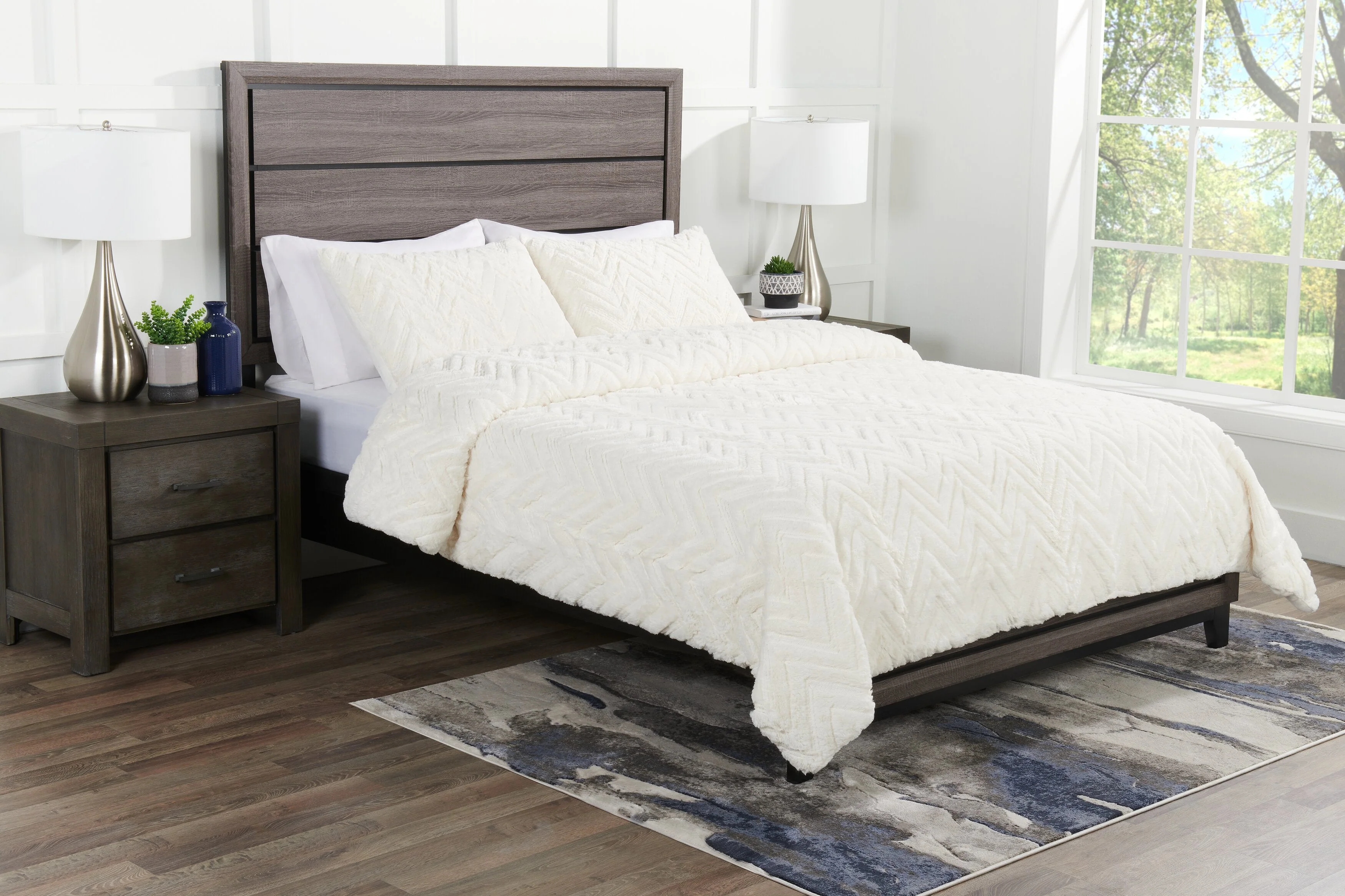 Roman 3-Piece King Comforter Set - White - Image 7