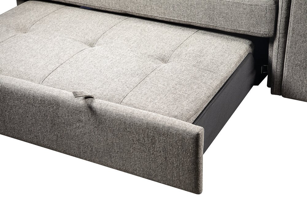 Romilly 2-Piece Linen-Look Fabric Left-Hand Sleeper Sectional - Grey - Image 14