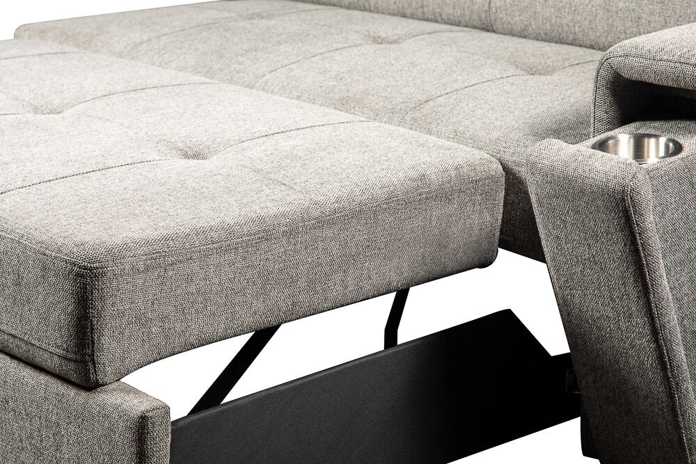 Romilly 2-Piece Linen-Look Fabric Left-Hand Sleeper Sectional - Grey - Image 15