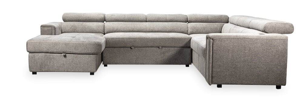 Romilly 3-Piece Linen-Look Fabric Left-Facing Sleeper Sectional - Grey - Image 2