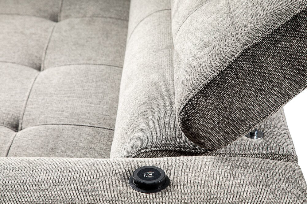 Romilly 3-Piece Linen-Look Fabric Right-Hand Sleeper Sectional - Grey - Image 10