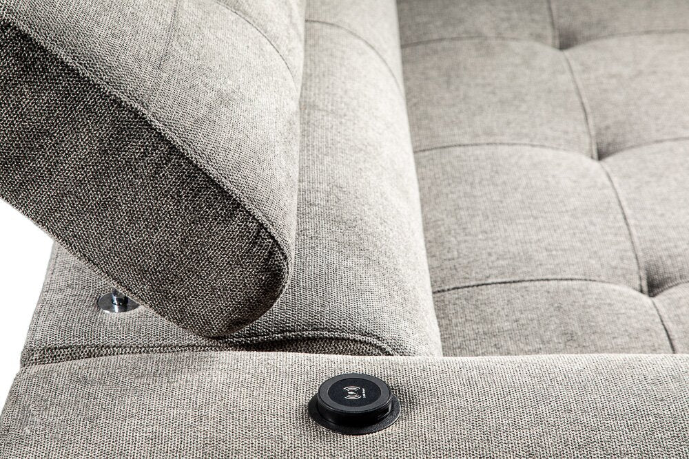 Romilly 5-Piece Linen-Look Fabric Right-Facing Sleeper Sectional - Grey - Image 12