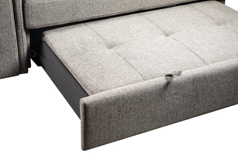 Romilly 5-Piece Linen-Look Fabric Right-Facing Sleeper Sectional - Grey - Image 14