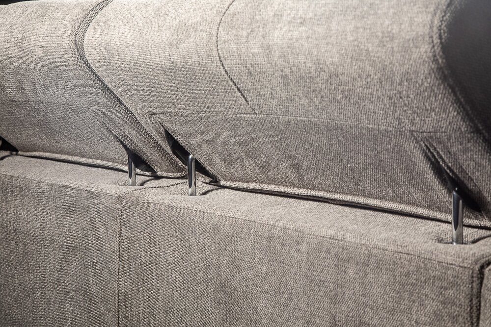 Romilly 5-Piece Linen-Look Fabric Right-Facing Sleeper Sectional - Grey - Image 9