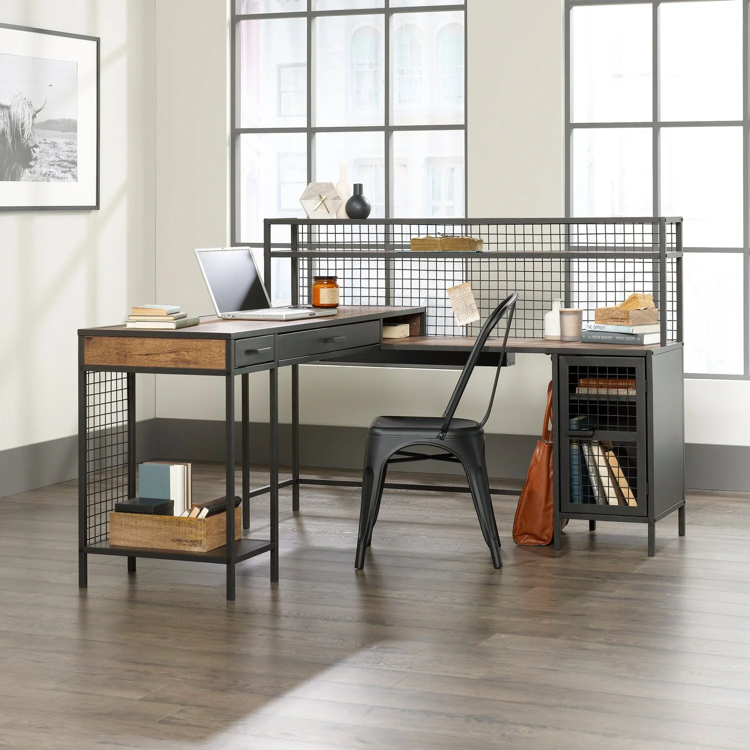 Ronan L-Shaped Desk - Vintage Oak - Image 8