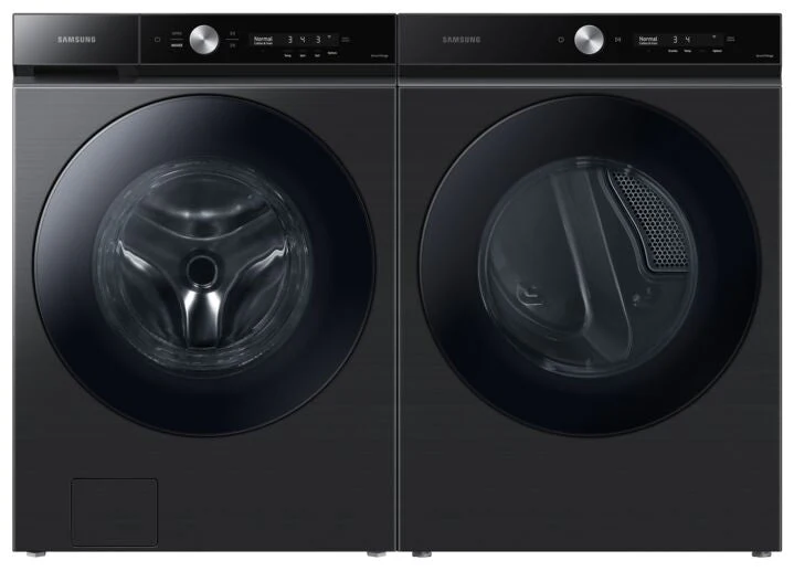 Samsung BESPOKE Black Stainless Front-Load Washer (6.1 cu. ft.) & Electric Dryer with Super Speed (7.6 cu. ft.) - WF53BB8700AVUS/DVE53BB8700VAC