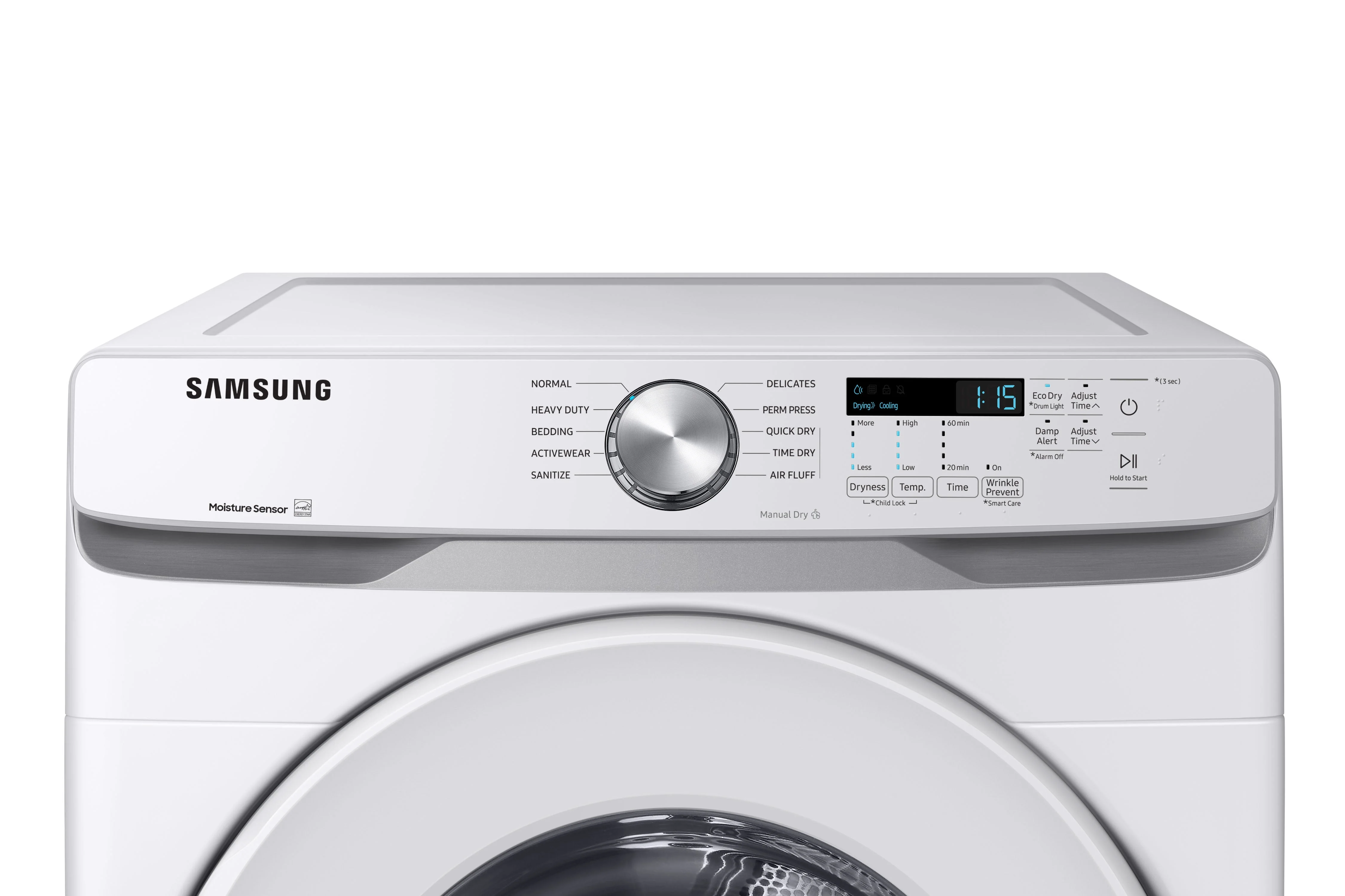 Samsung White Front Load Electric Dryer with Shallow Depth (7.5 Cu.Ft) - DVE45T6005W/AC - Image 7