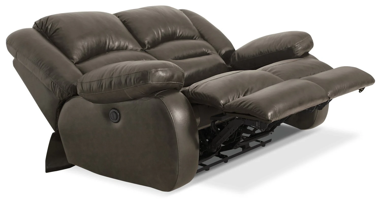 Sandford Genuine Leather Power Reclining Loveseat - Grey - Image 4