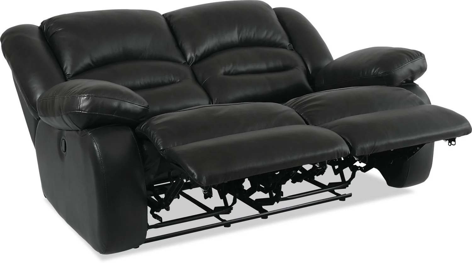 Sandford Genuine Leather Reclining Loveseat - Black - Image 2