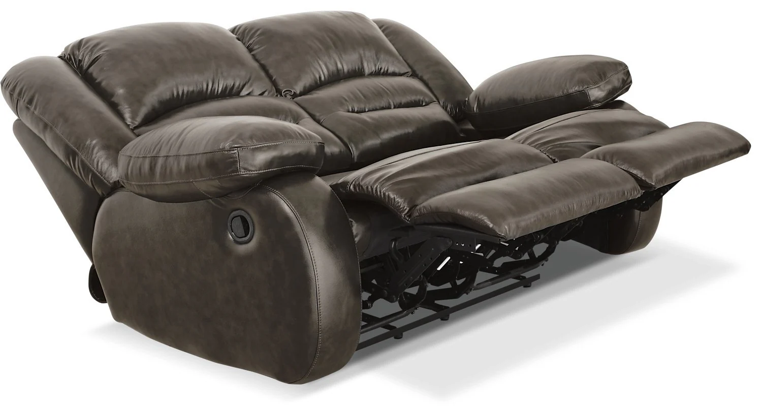 Sandford Genuine Leather Reclining Loveseat - Grey - Image 4