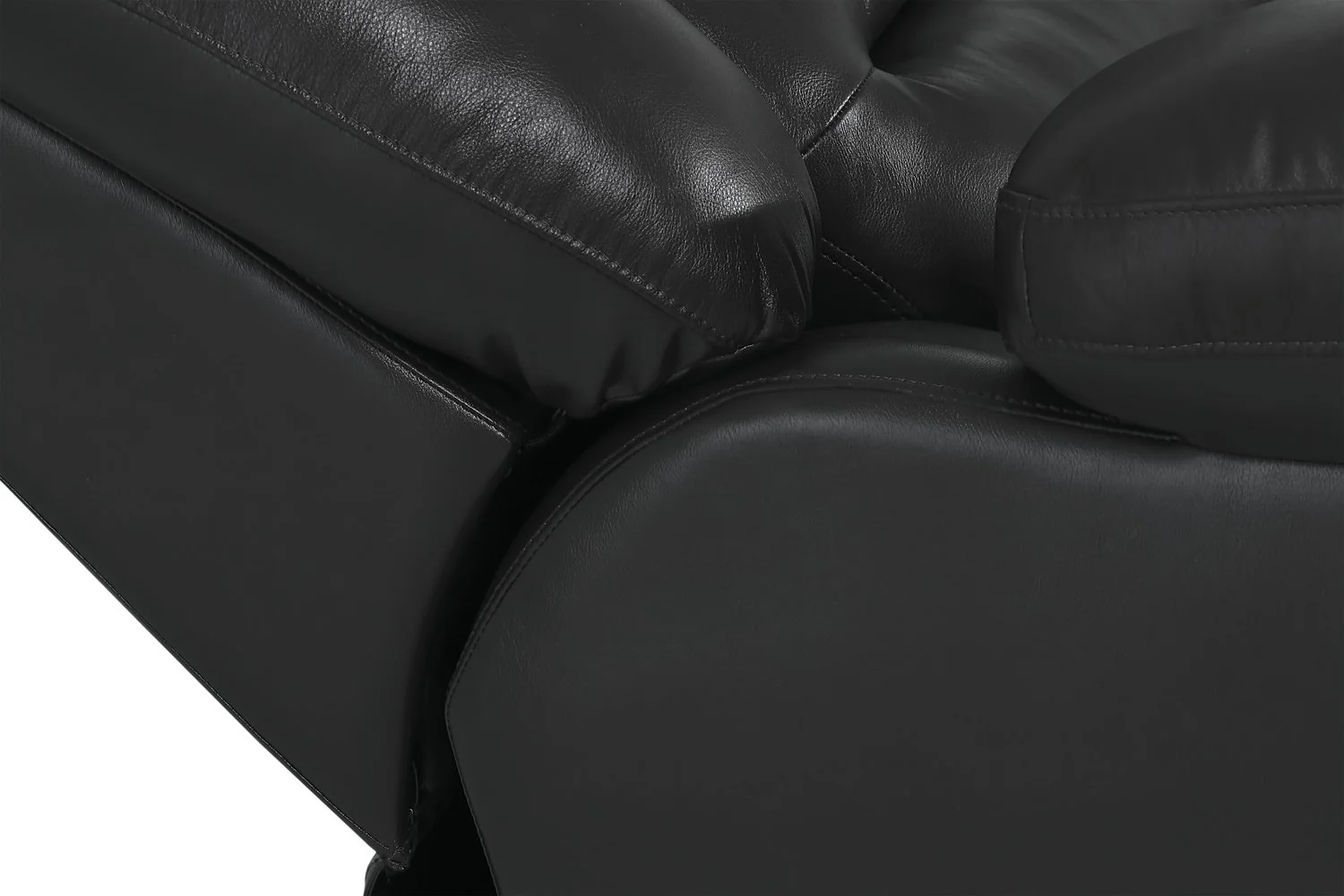 Sandford Genuine Leather Reclining Sofa - Black - Image 4