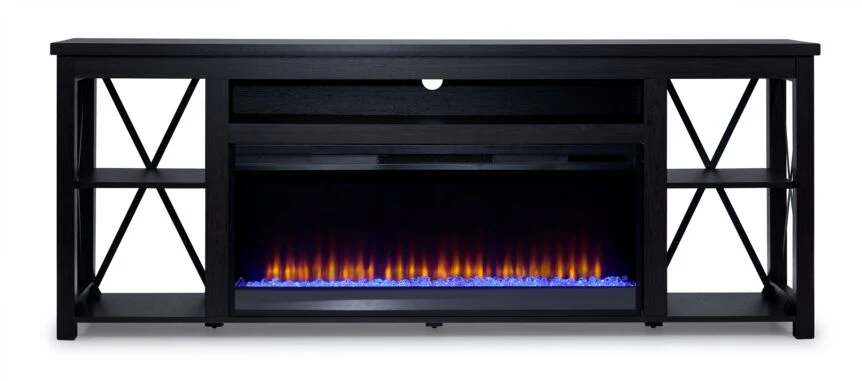 Saybrook 78" Fireplace TV Stand - Grey - Image 2