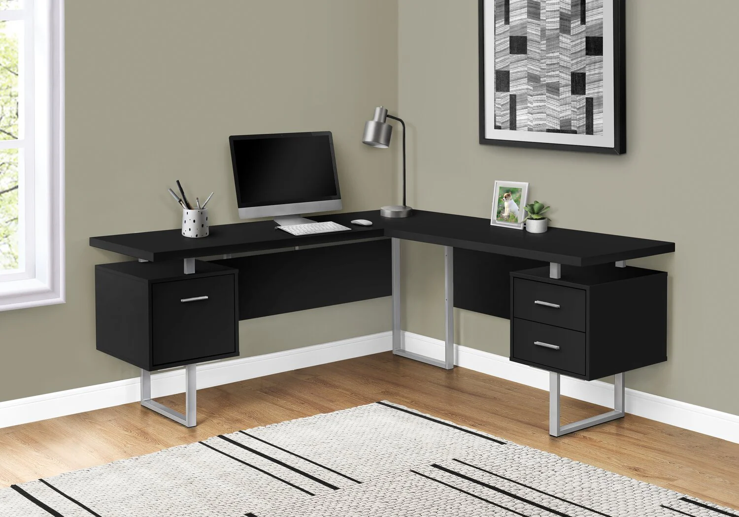 Segundo Reversible L-Shaped Corner Desk - Black - Image 2