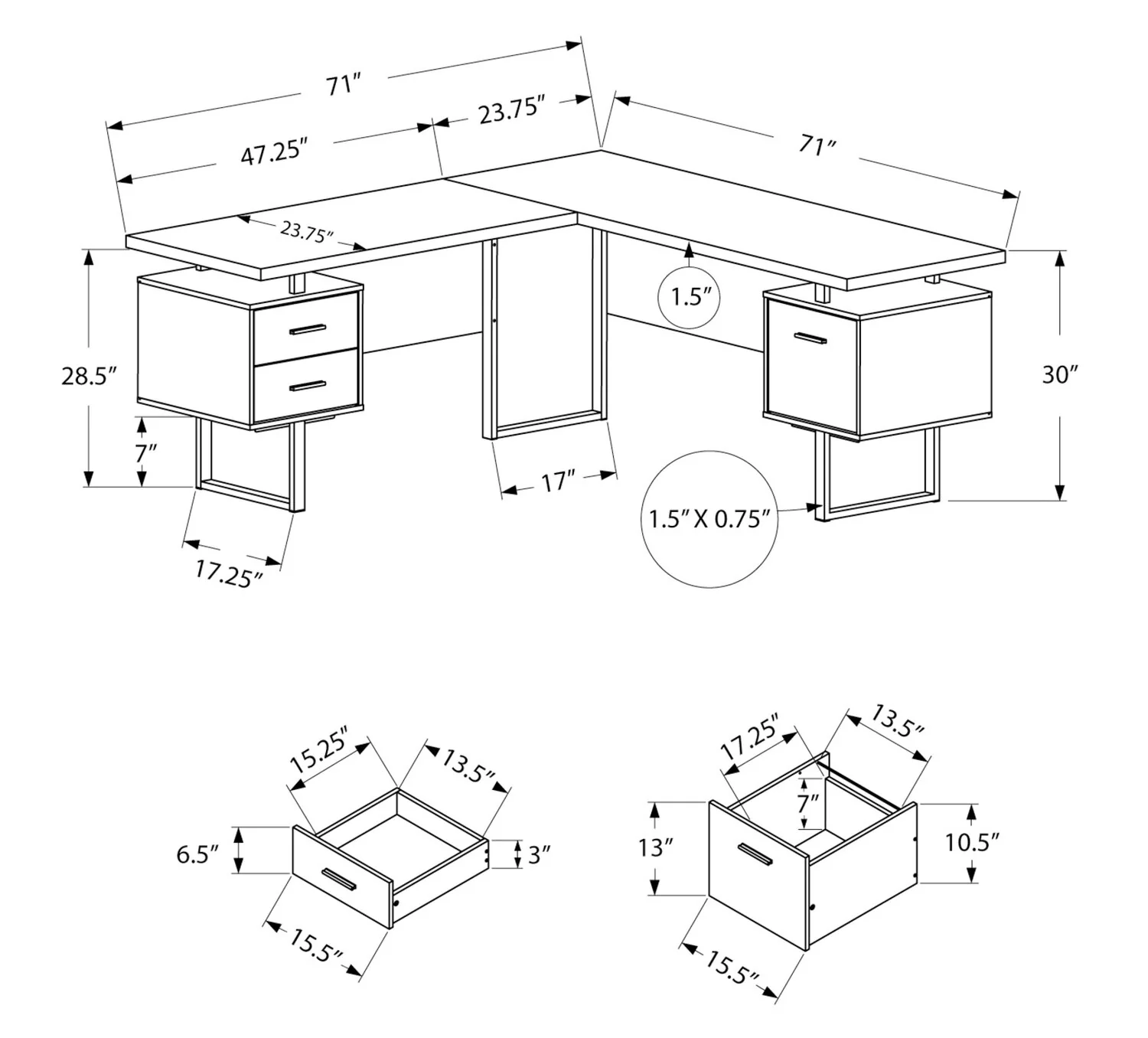 Segundo Reversible L-Shaped Corner Desk - Dark Taupe - Image 5