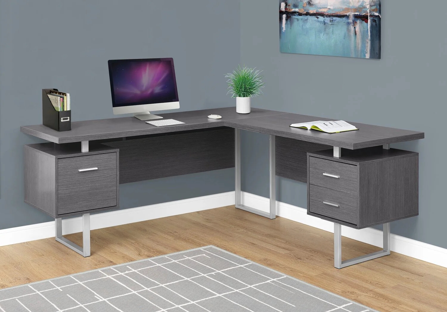 Segundo Reversible L-Shaped Corner Desk - Grey - Image 3
