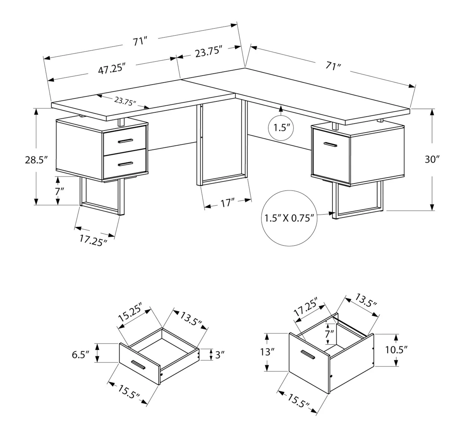 Segundo Reversible L-Shaped Corner Desk - White - Image 5