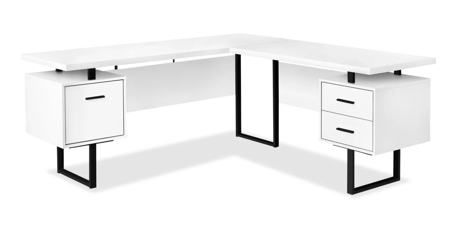 Segundo Reversible L-Shaped Corner Desk - White/Black