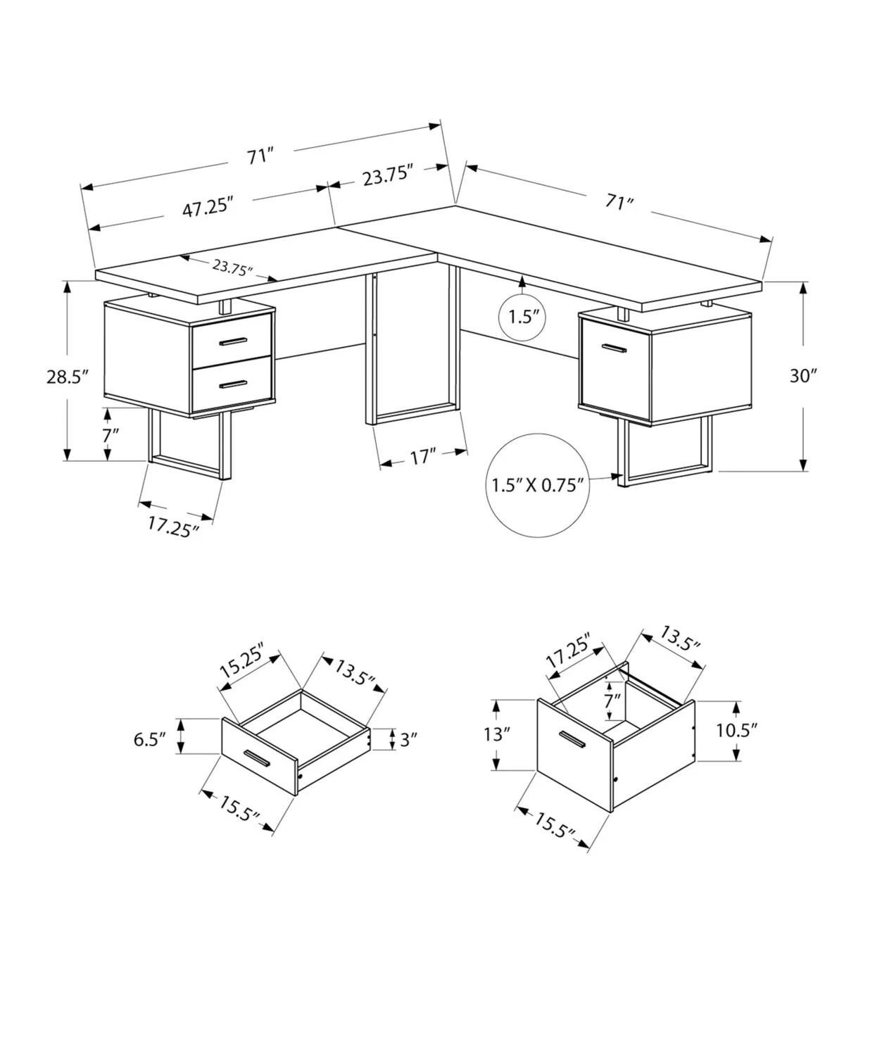 Segundo Reversible L-Shaped Corner Desk - White/Black - Image 4