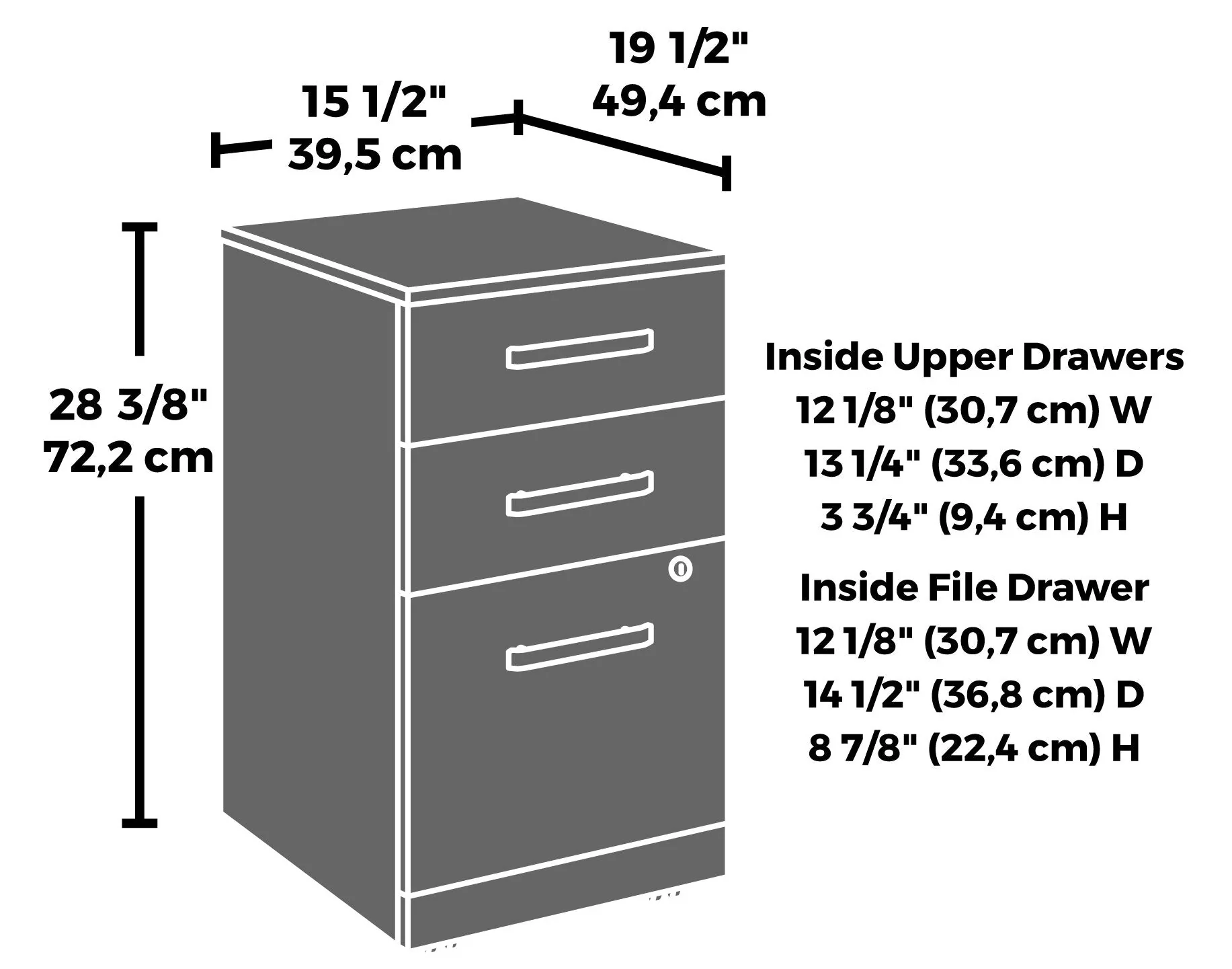 Sentinel Commercial Grade 3-Drawer Filing Cabinet - Hudson Elm - Image 8