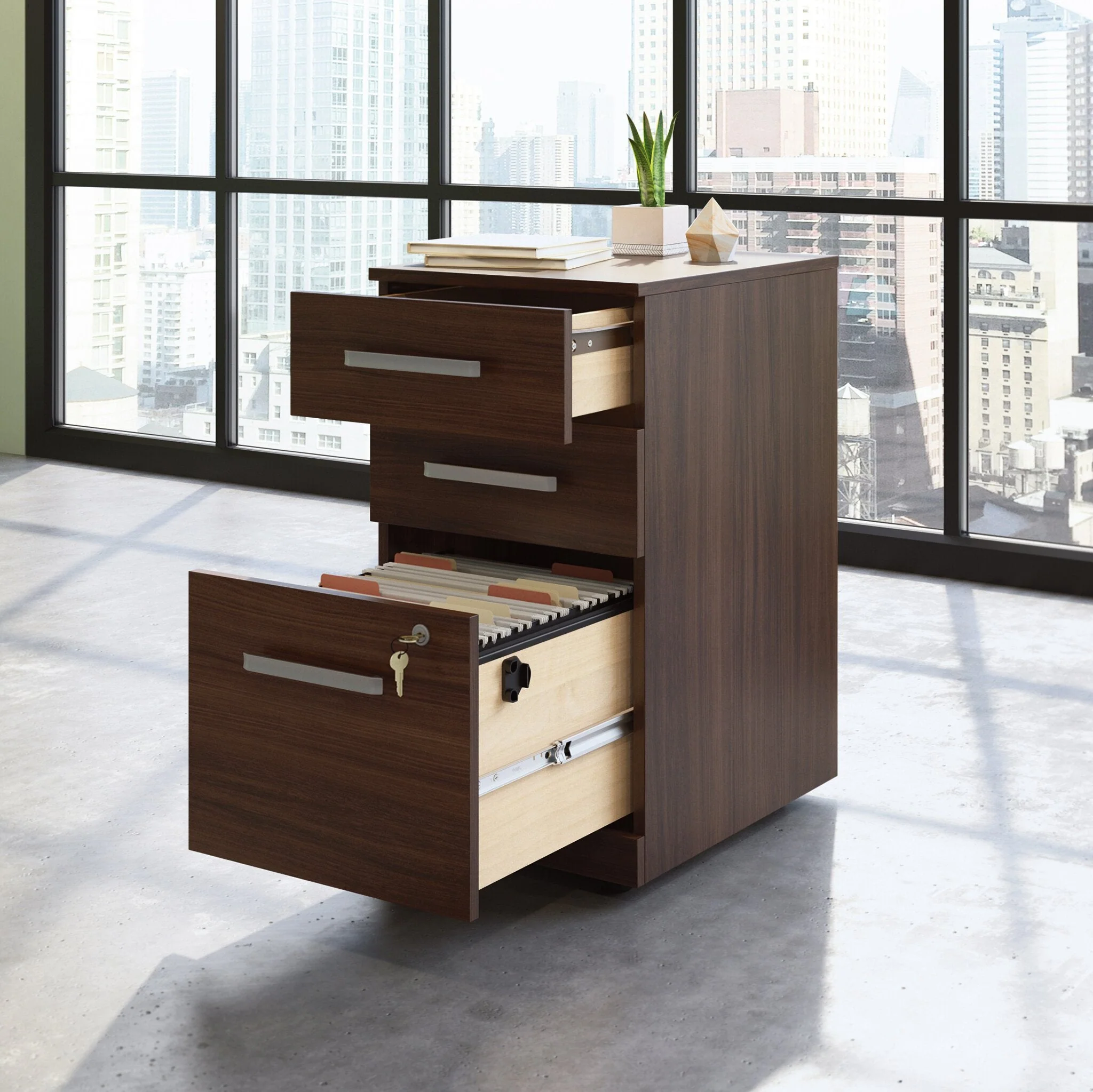 Sentinel Commercial Grade 3-Drawer Filing Cabinet - Noble Elm - Image 8